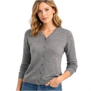 Relativity Gray Silk Cashmere Blend Cardigan Sweater Size S V-Neck Button